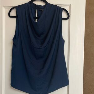 Navy Blue Sleeveless Drape Top